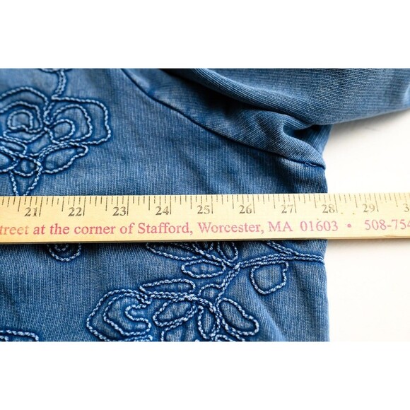 Coldwater Creek distressed denim sweatshirt embroidered 2X Cotton - Picture 4 of 7